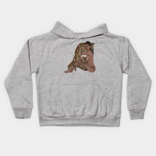 leopard girl Kids Hoodie